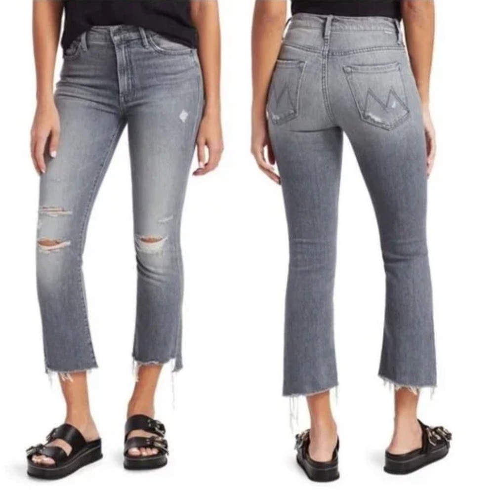 MOTHER The Insider High Rise Crop Step Fray Jeans in Size 27